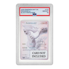 The Hobby Lair Slab Shield on a PSA graded card front, providing protection and display flair.