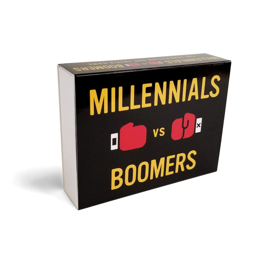 The Imagineering Company Millennials vs Boomers game box for travel and storage.