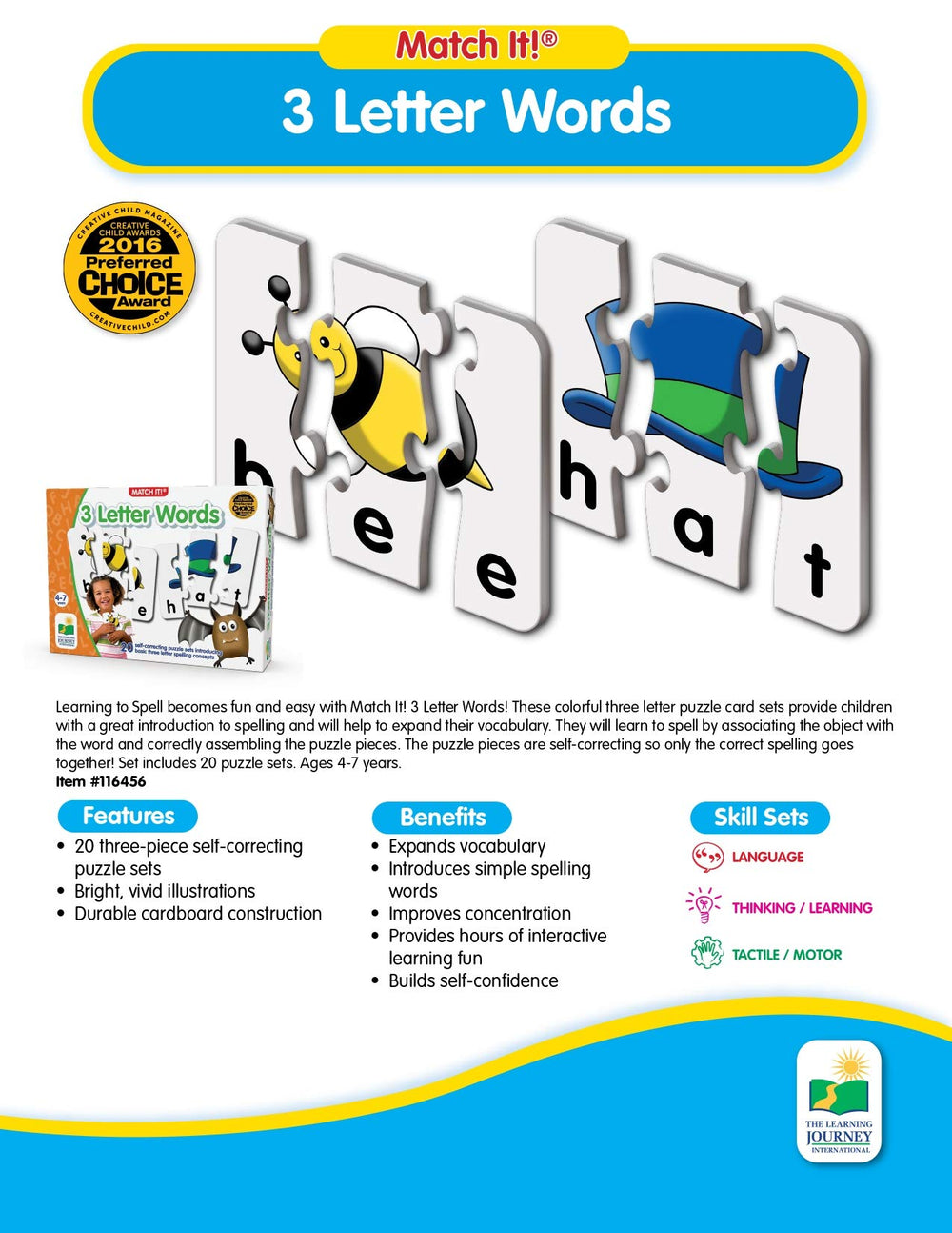 The Learning Journey Match It! cards are durable and easy to grasp for small hands.