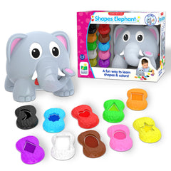The Learning Journey Shapes Elephant teaches color and shape recognition with colorful tiles.