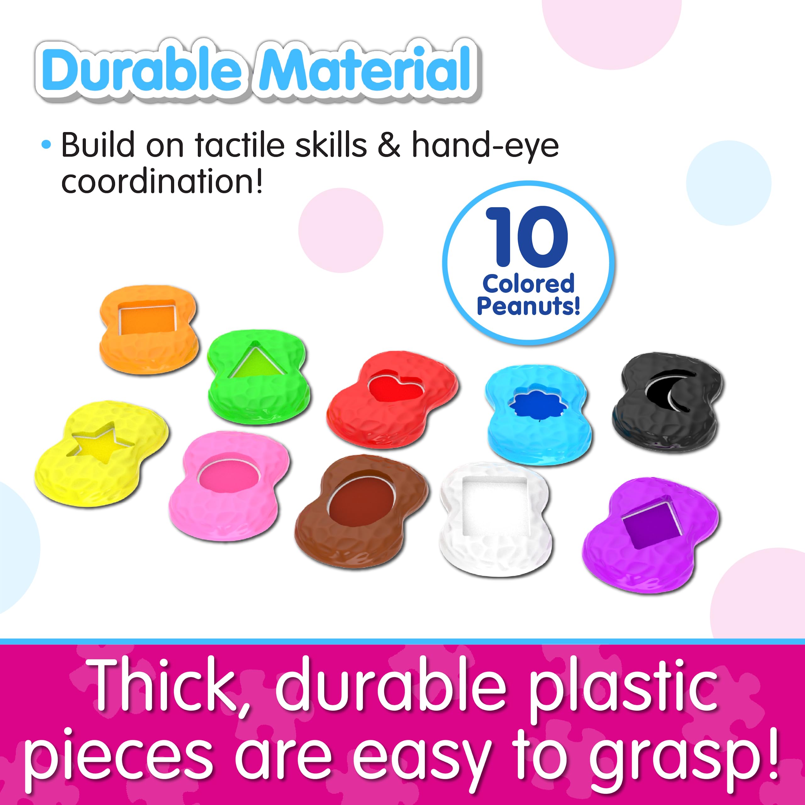 The Learning Journey Shapes Elephant pieces build hand-eye coordination through interactive play.