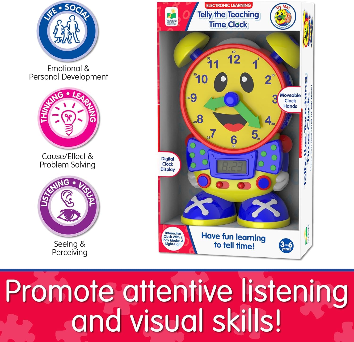 The Learning Journey Telly uses AA batteries for portable learning sessions