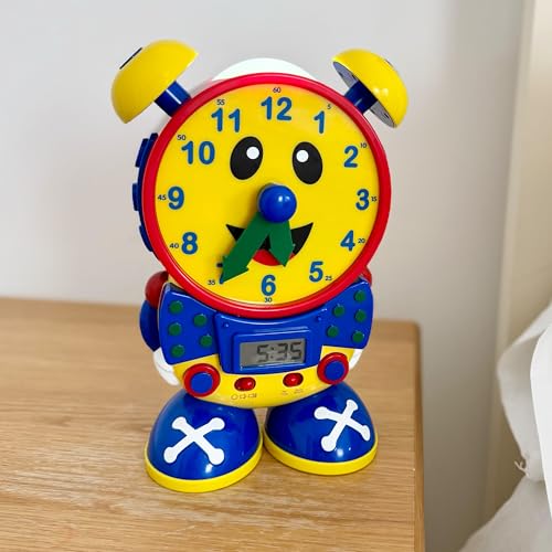 The Learning Journey Telly in quiz mode prompts kids to set hands to match time