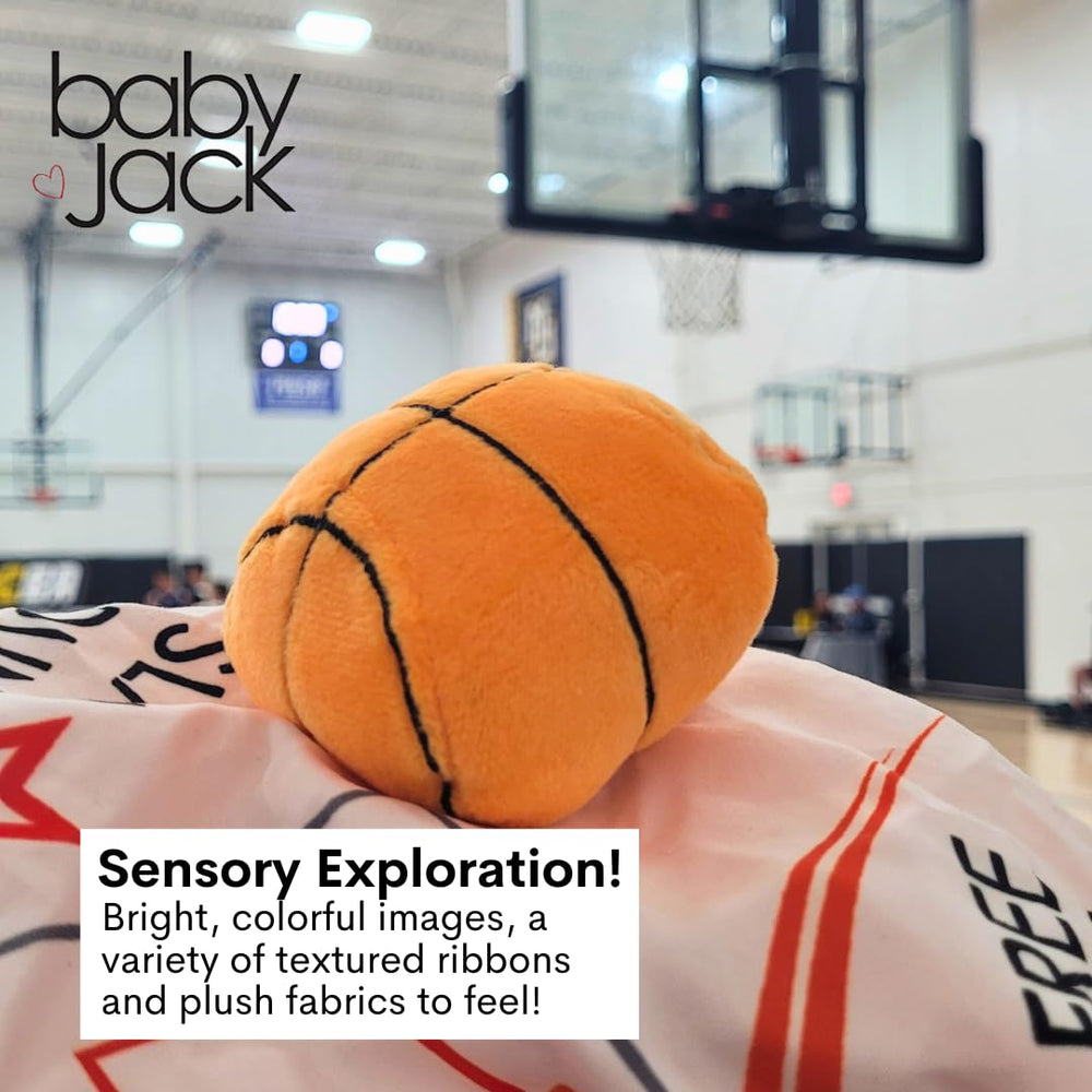 The Learning Lovey 10x10 sports lovey sensory texture detail invites hands-on exploration.