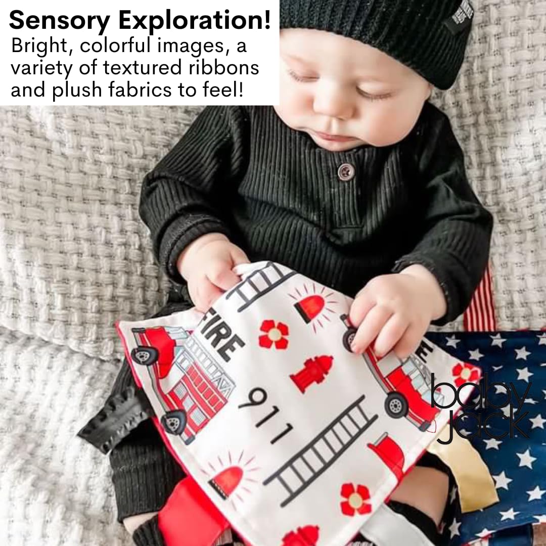 The Learning Lovey fire lovey pattern with bright colors supports learning