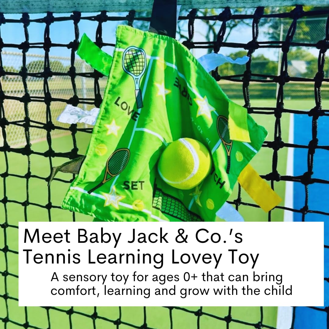 The Learning Lovey ribbon tabs sensory lovey with safe double stitching.