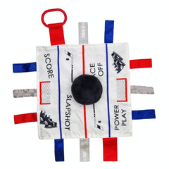 The Learning Lovey hockey puck lovey with crinkle texture for tactile exploration
