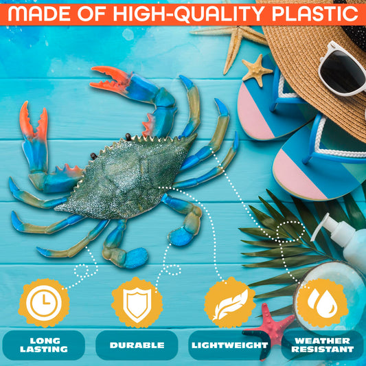 The Little Green Change blue crab toy, side view for market displays
