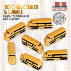 The Little Plastic Train Co. Hornet Deluxe tin storage case keeps pieces organized between games.