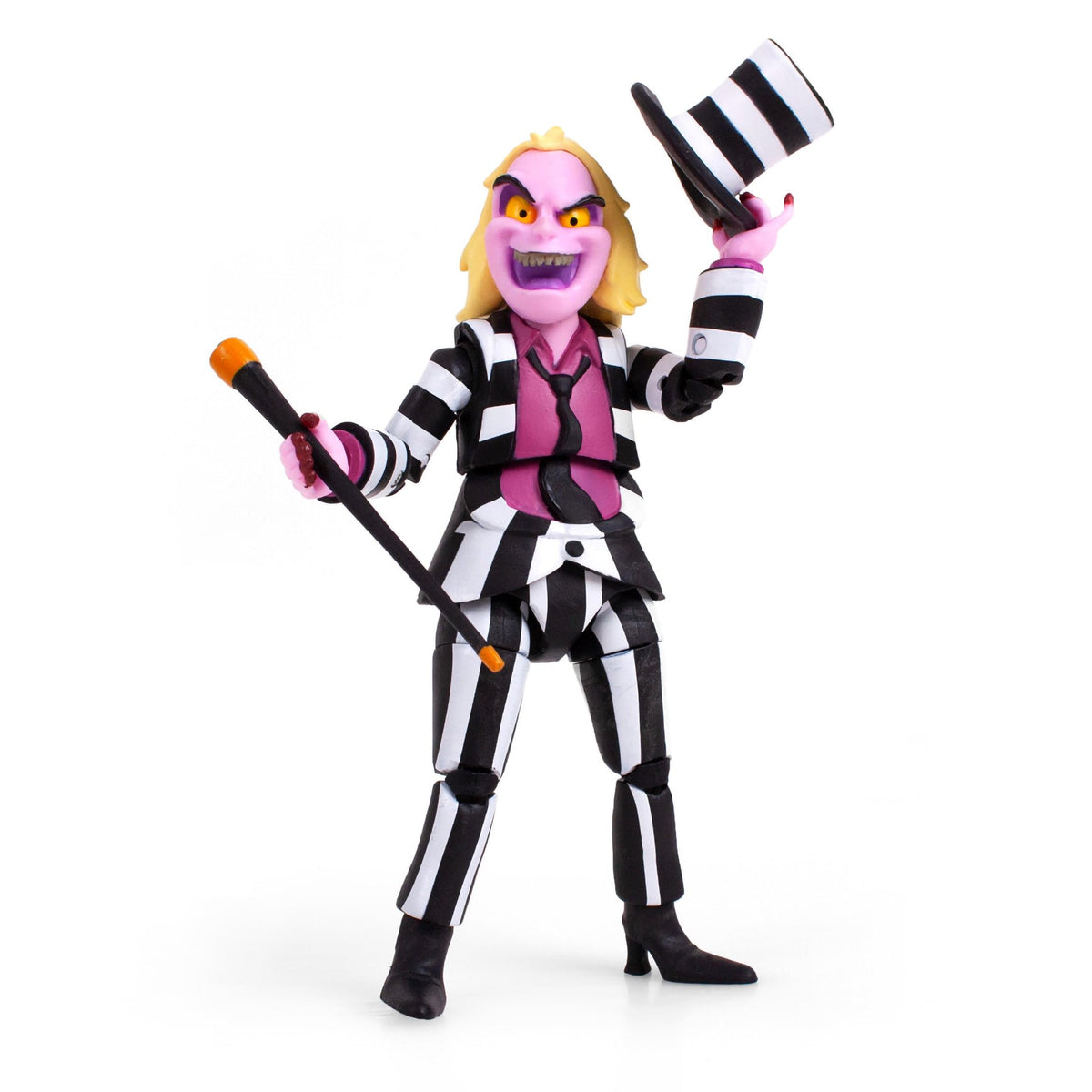 The Loyal Subjects Beetlejuice BST AXN figure with accessories, ideal for display and storytelling collections.