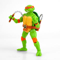 The Loyal Subjects Michelangelo in dynamic pose showing athletic energy and playfulness.