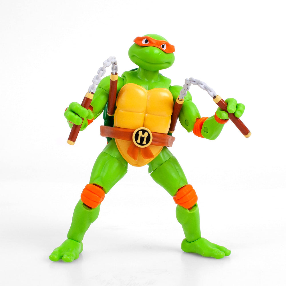 The Loyal Subjects Michelangelo with orange headband for classic TMNT look in action.