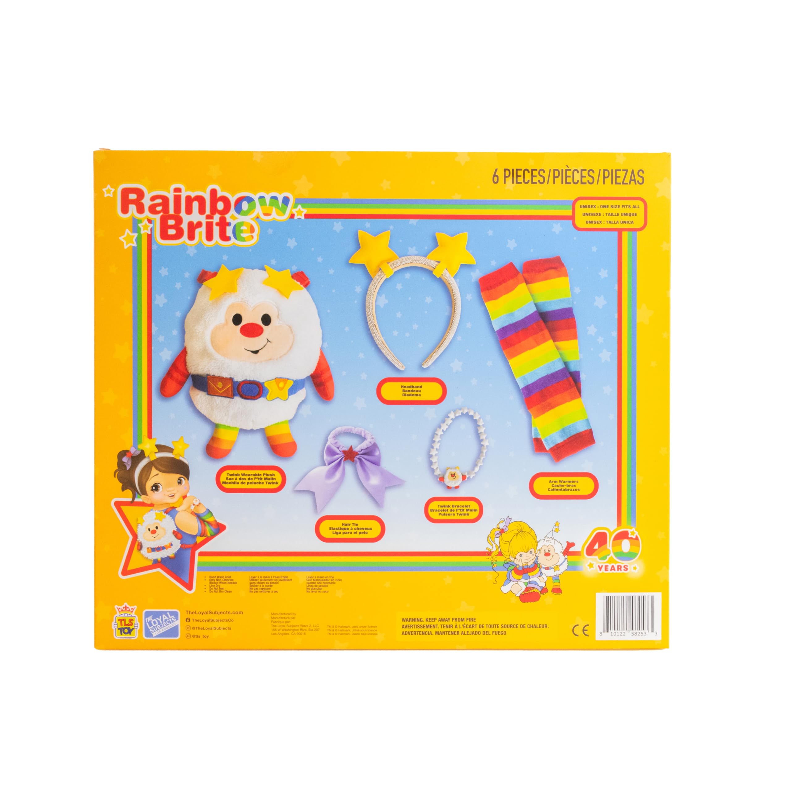 One-size Rainbow Brite dress up set on display for easy gifting