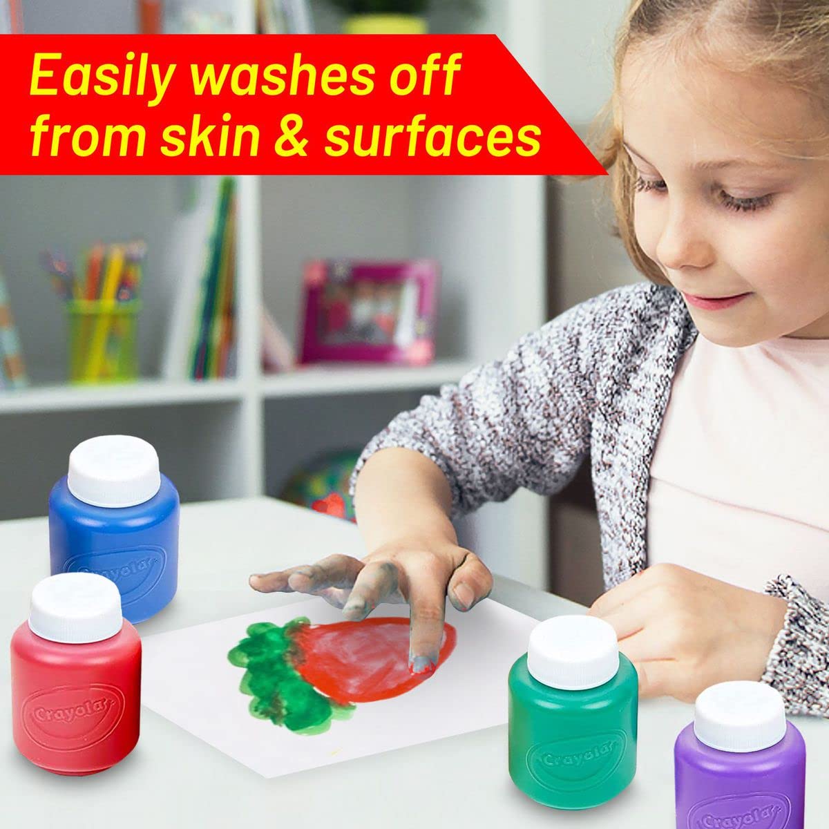 The Mega Deals coordinating brush colors help kids identify paints quickly.