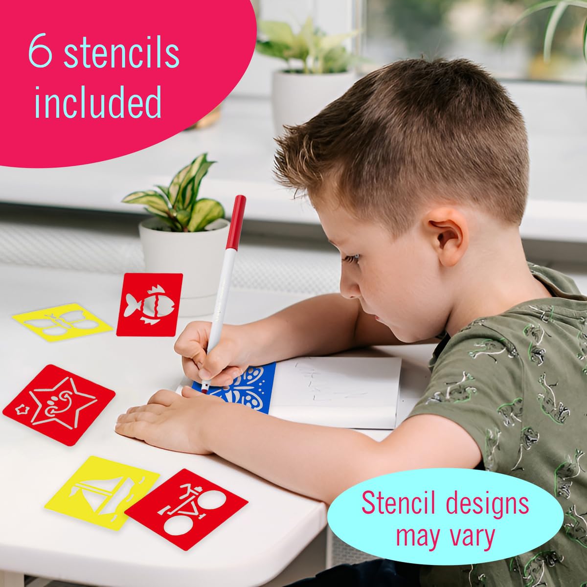 The Mega Deals Gift Pack includes four stencils for creative drawing sessions.