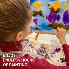 The Mega Deals painting kit supplies a complete setup for art projects.