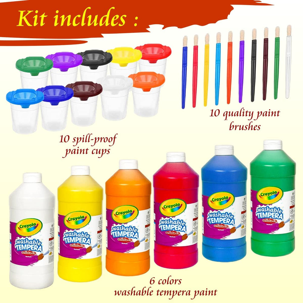 The Mega Deals paint set includes 10 cups with lids for organized, mess-free painting.