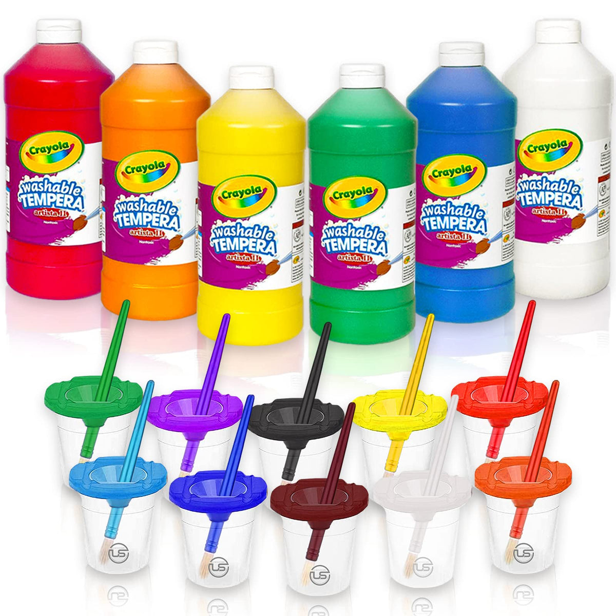 The Mega Deals kids paint set with 6 color bottles for vibrant art projects.