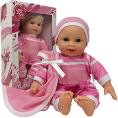 The New York Doll Collection 11in soft baby doll with pacifier for gentle nurturing play.