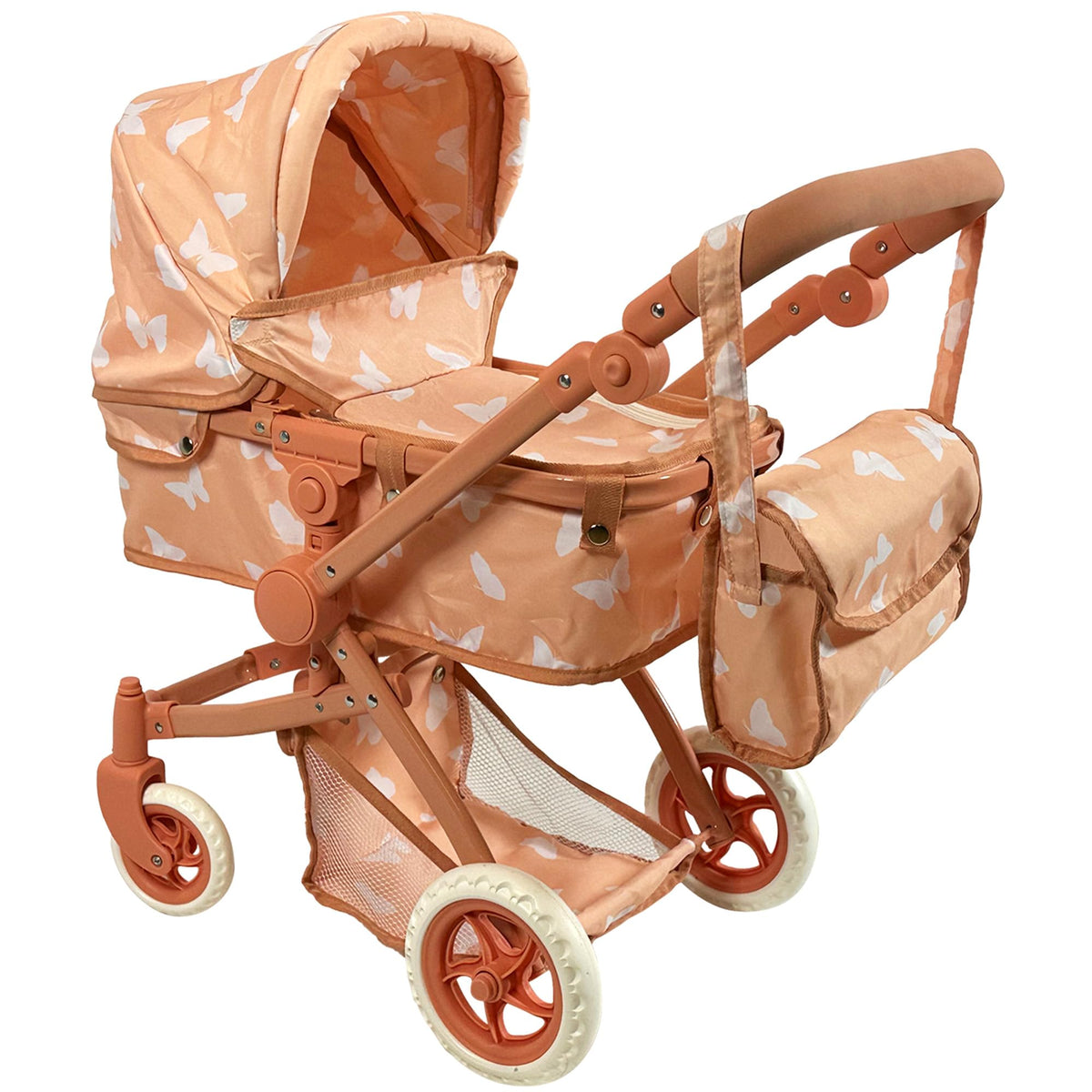 The New York Doll Collection stroller with beige butterfly design for imaginative play
