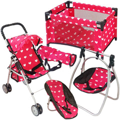The New York Doll Collection deluxe baby doll stroller ready for on-the-go play with 18-inch dolls.
