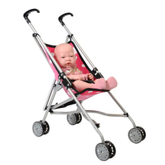 The New York Doll Collection stroller with double wheels offers stable movement.