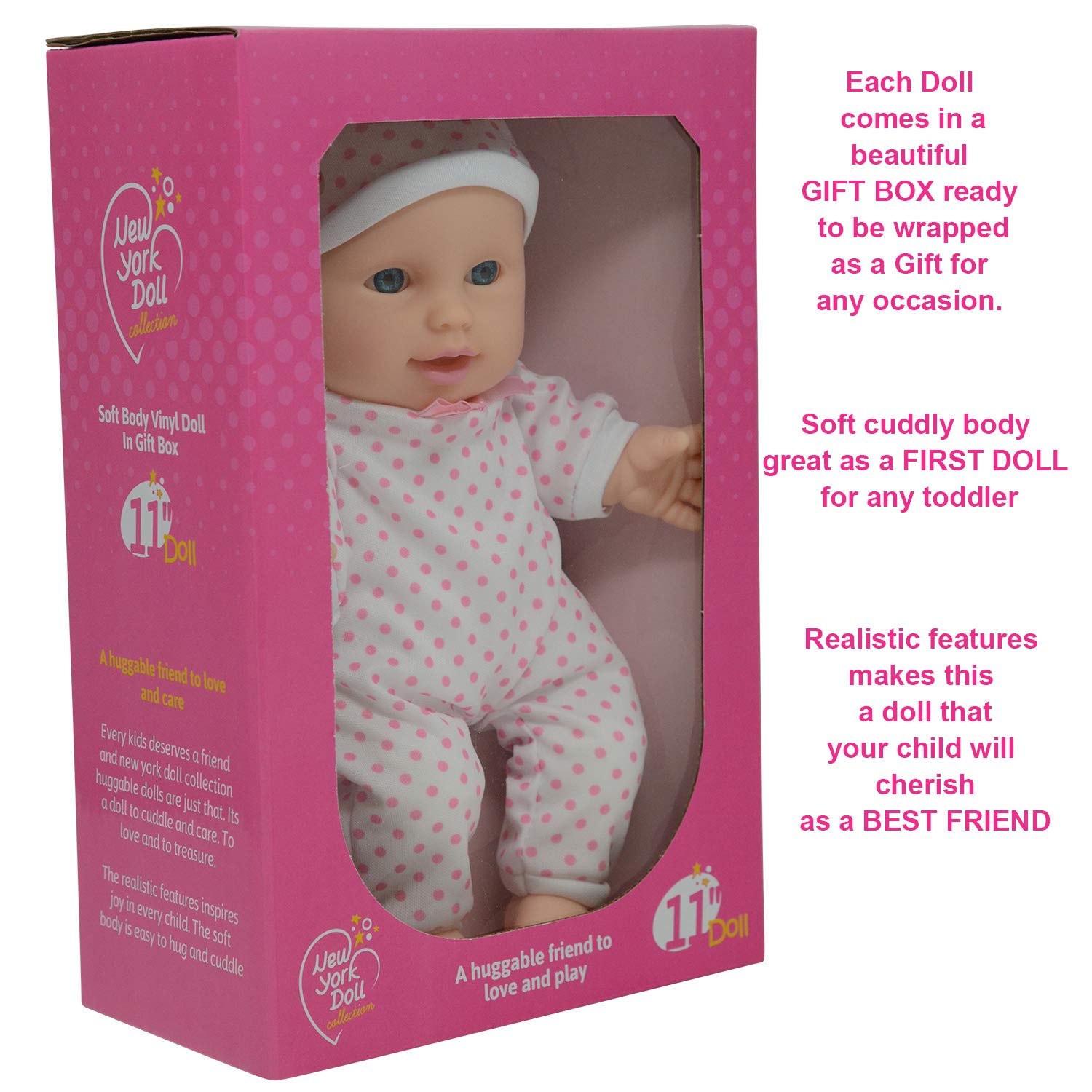 The New York Doll Collection hand-washable doll for easy cleanup
