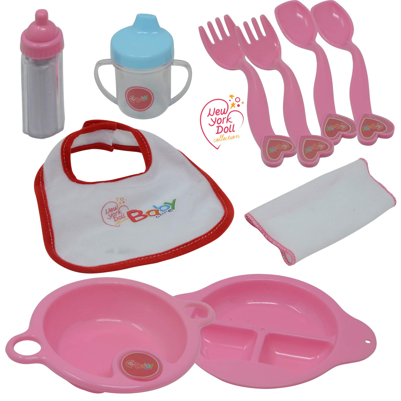 The New York Doll Collection heart-design zippered case for easy storage.