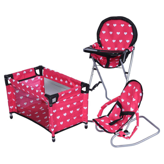The New York Doll Collection mega set folding high chair, durable for 18-inch dolls.