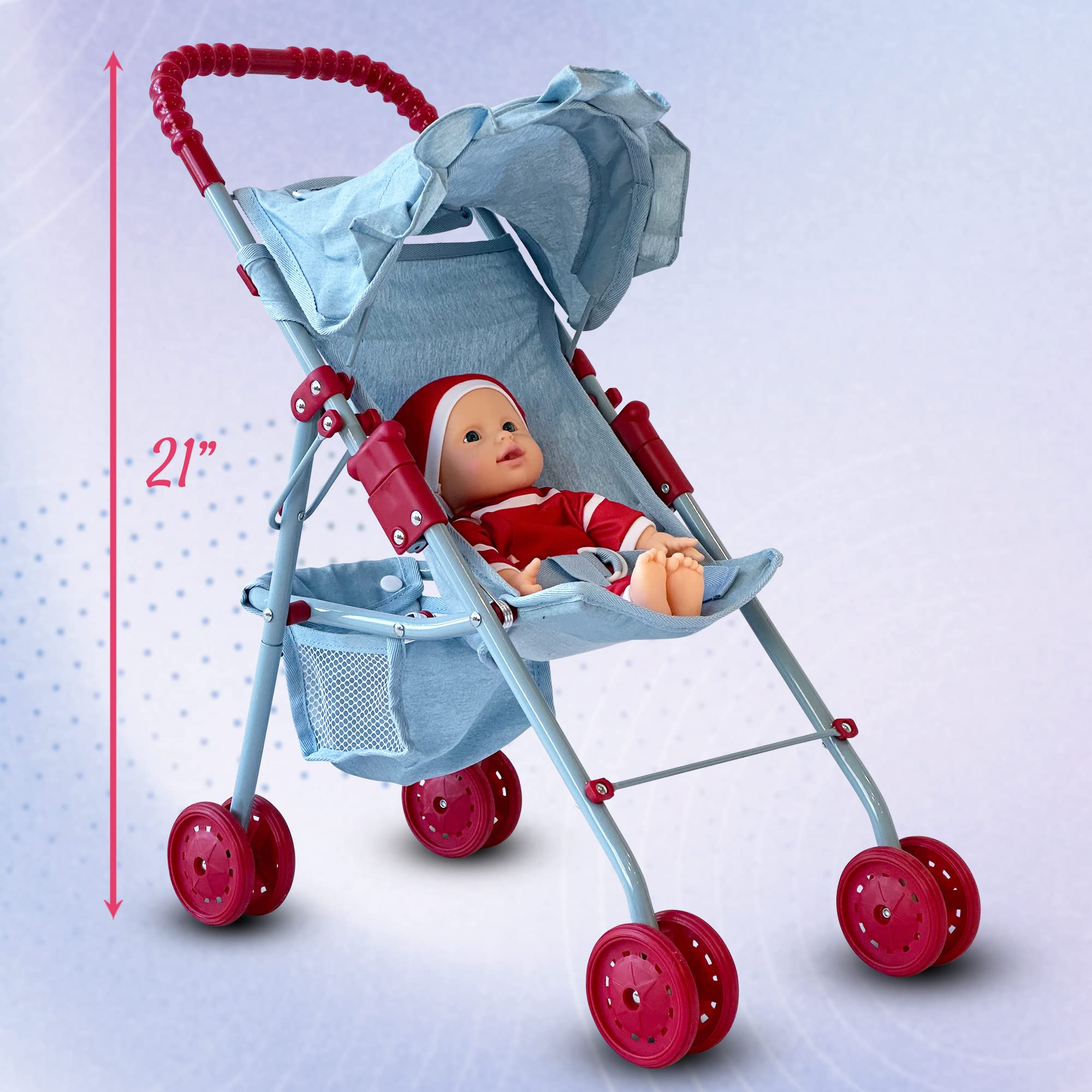 The New York Doll Collection My First Baby Doll Stroller bottom storage basket for accessories