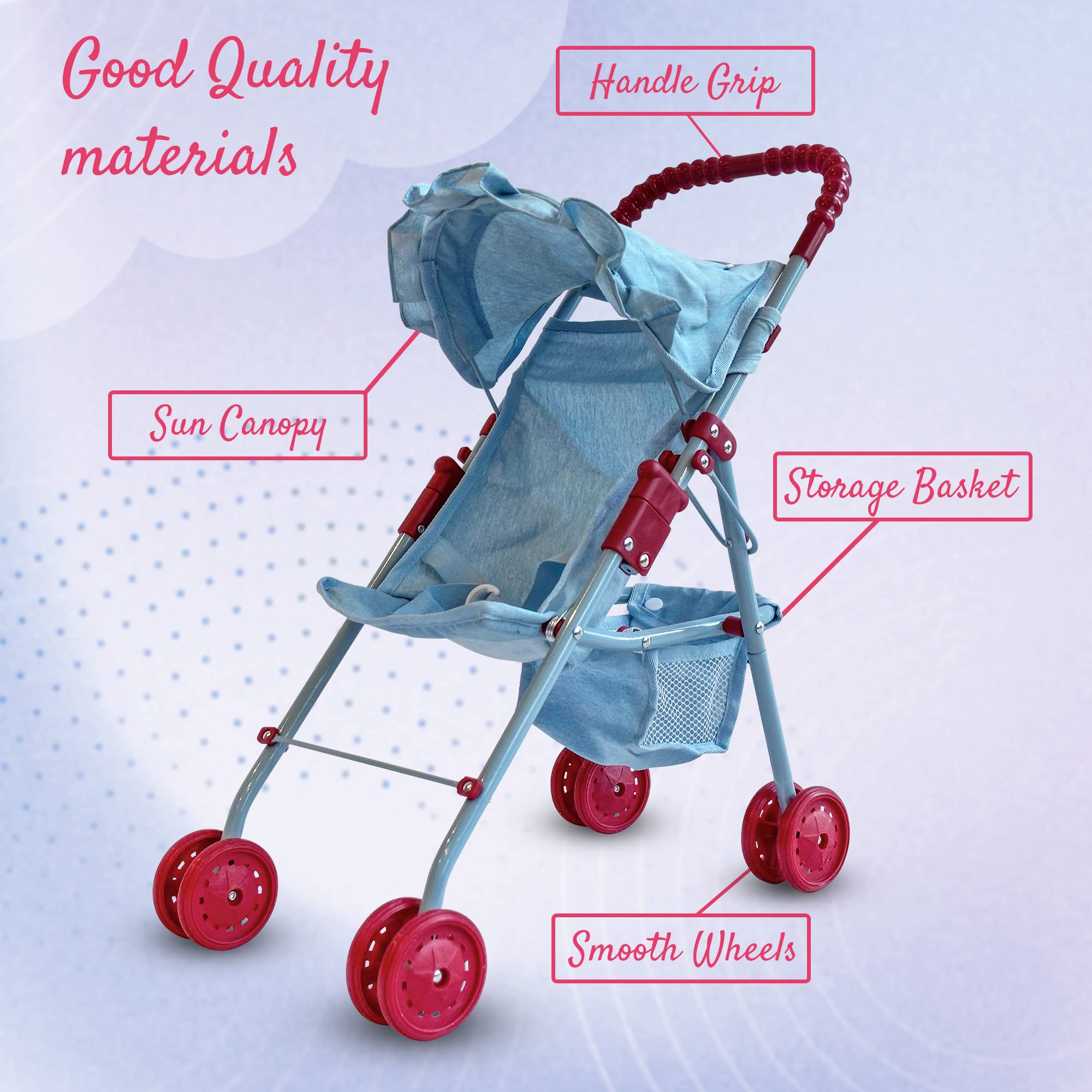 The New York Doll Collection My First Baby Doll Stroller doll seatbelt keeps dolls secure