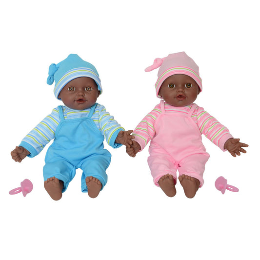The New York Doll Collection twin dolls African American face for nurturing play and pretend care.
