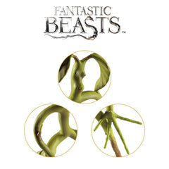 The Noble Collection Bowtruckle Pickett detailed-embossing enhances tactile shelf display.