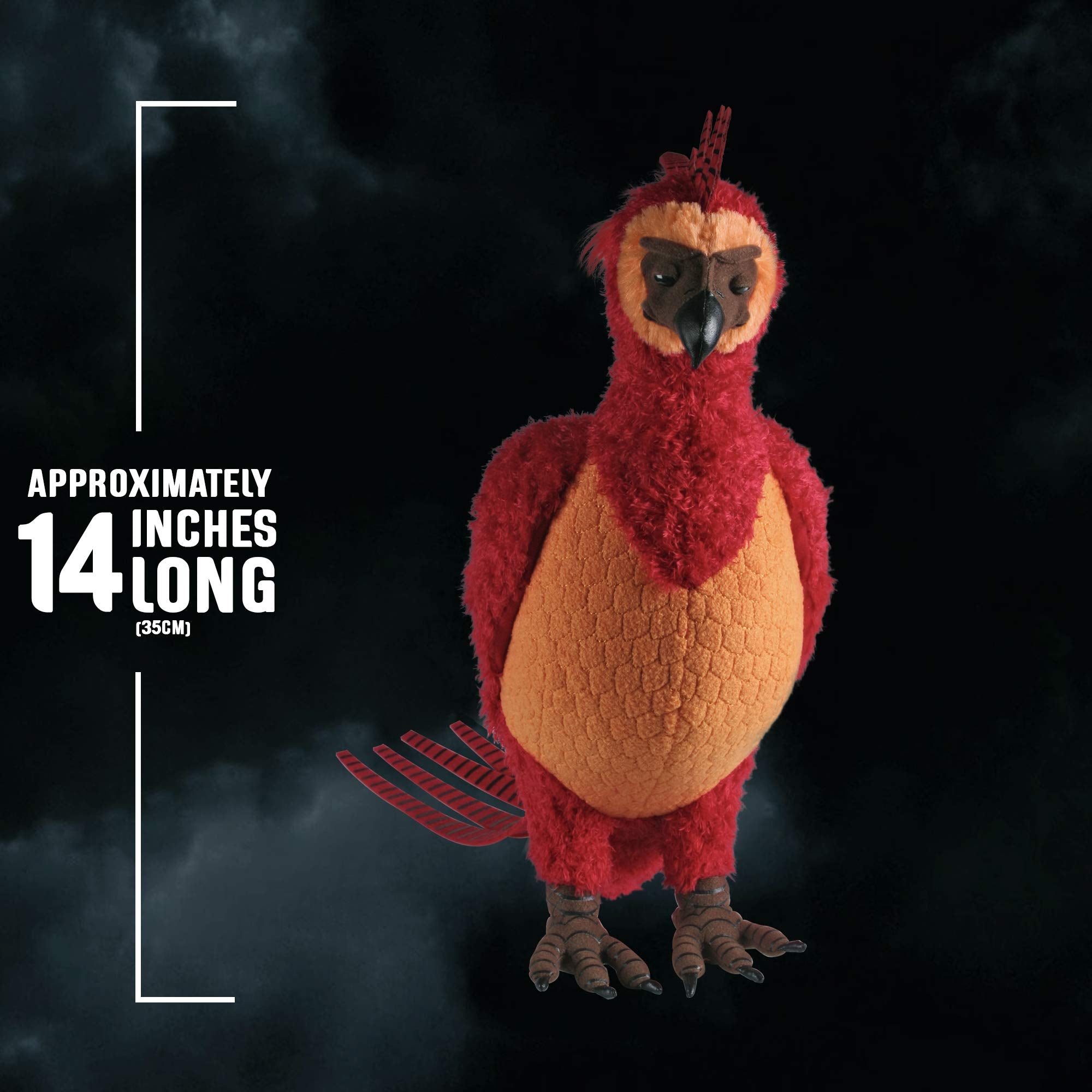 Fawkes face close-up on The Noble Collection plush for character-like display