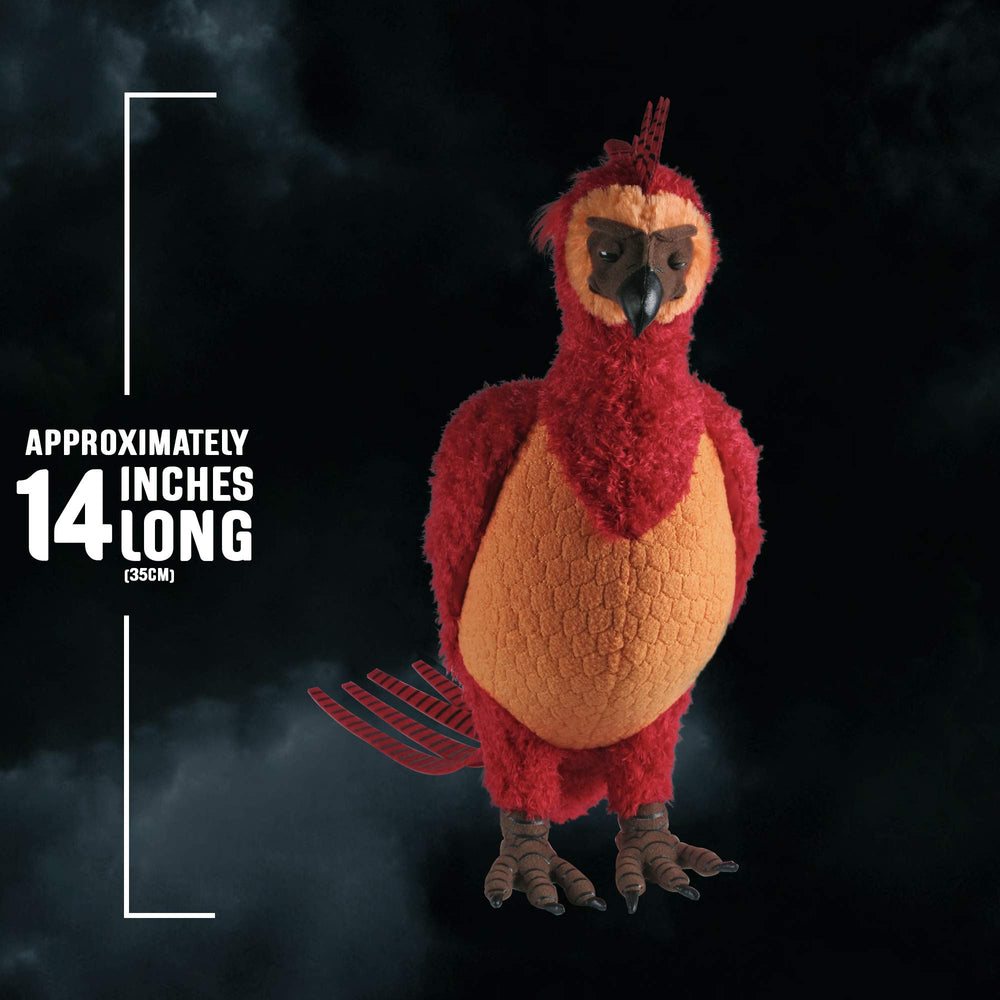 Fawkes face close-up on The Noble Collection plush for character-like display