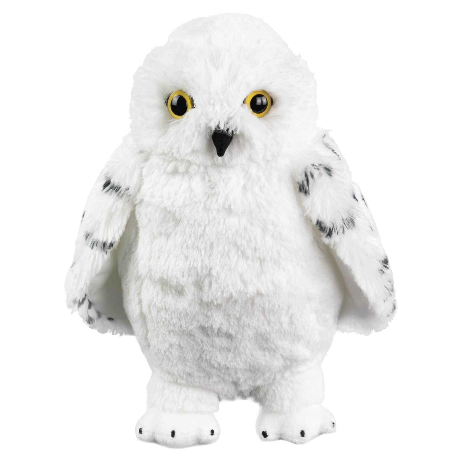 The Noble Collection Hedwig plush, face-front, cozy desk companion.