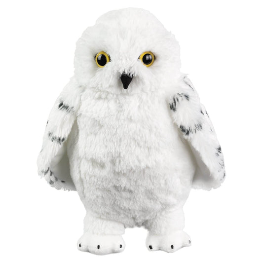 The Noble Collection Hedwig plush, face-front, cozy desk companion.