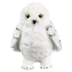 The Noble Collection Hedwig plush, face-front, cozy desk companion.