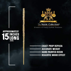 Hermione wand handle detail highlighting wood grain and craftsmanship.