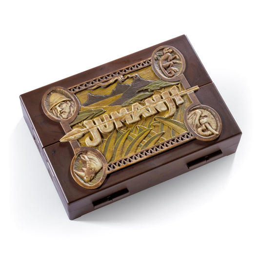 The Noble Collection Jumanji miniature game board closed view for display