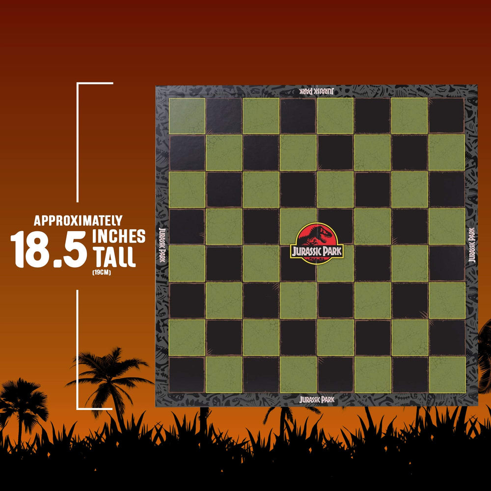 Board edge logos and dinosaur pieces create display worthy appeal.