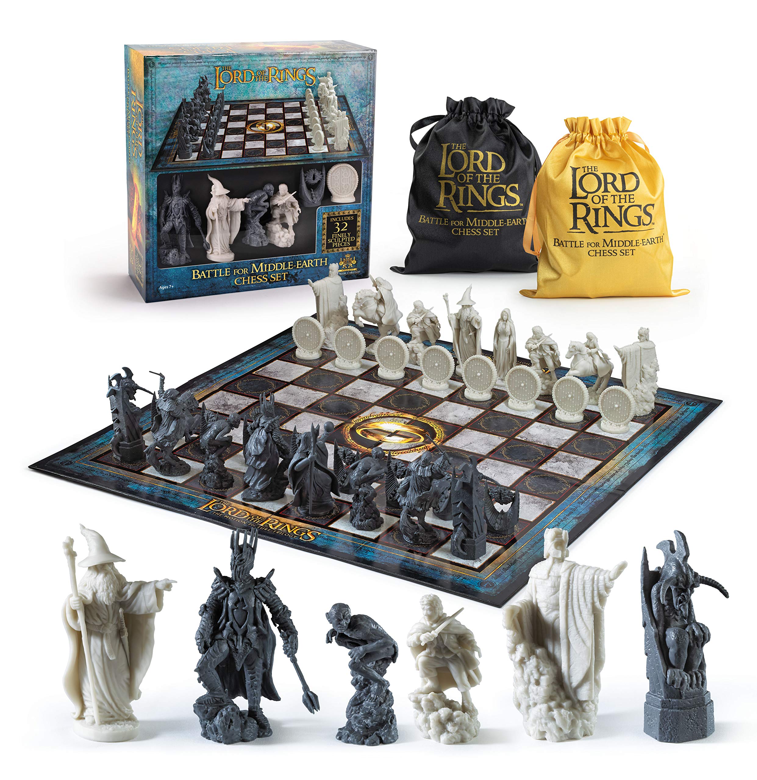 The Noble Collection chess board for The Lord of the Rings set, ideal for display and gameplay.