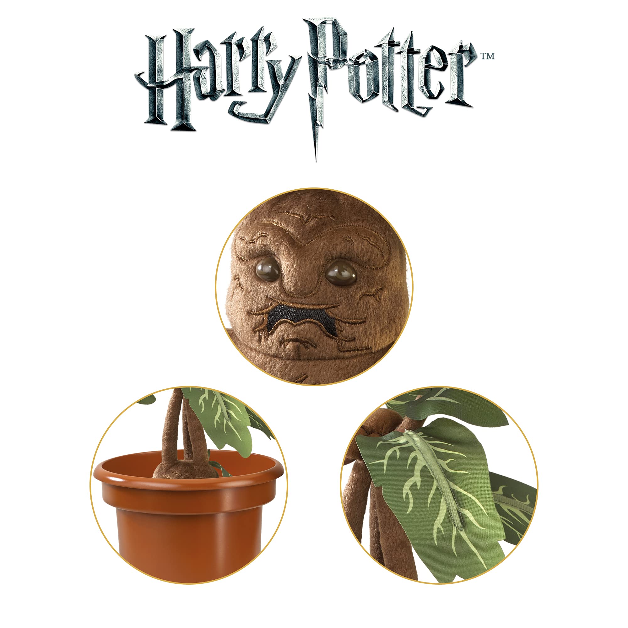 The Noble Collection Mandrake pot detail with authentic wizarding world styling
