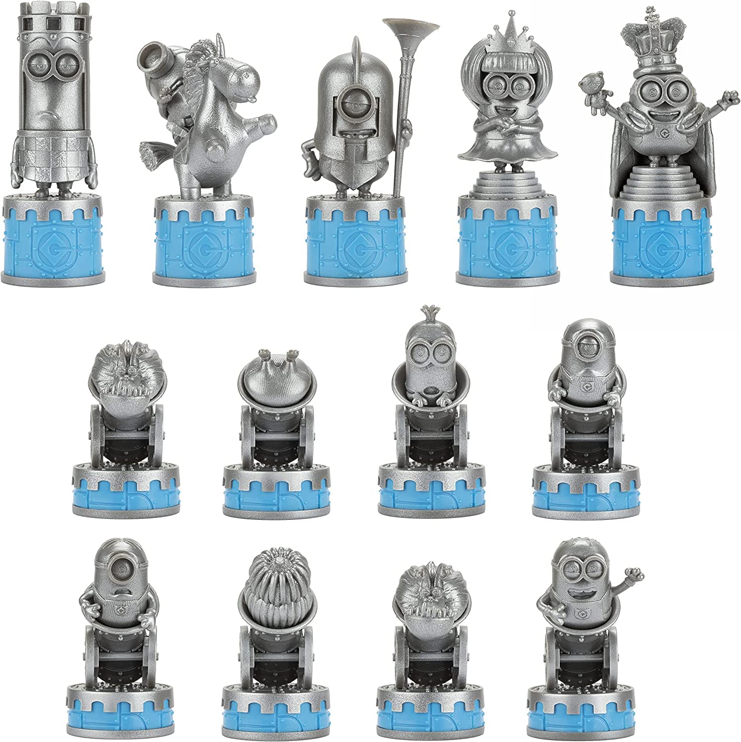 The Noble Collection Minions chess set Agnes’ Fluffy Unicorn piece adds playful charm.