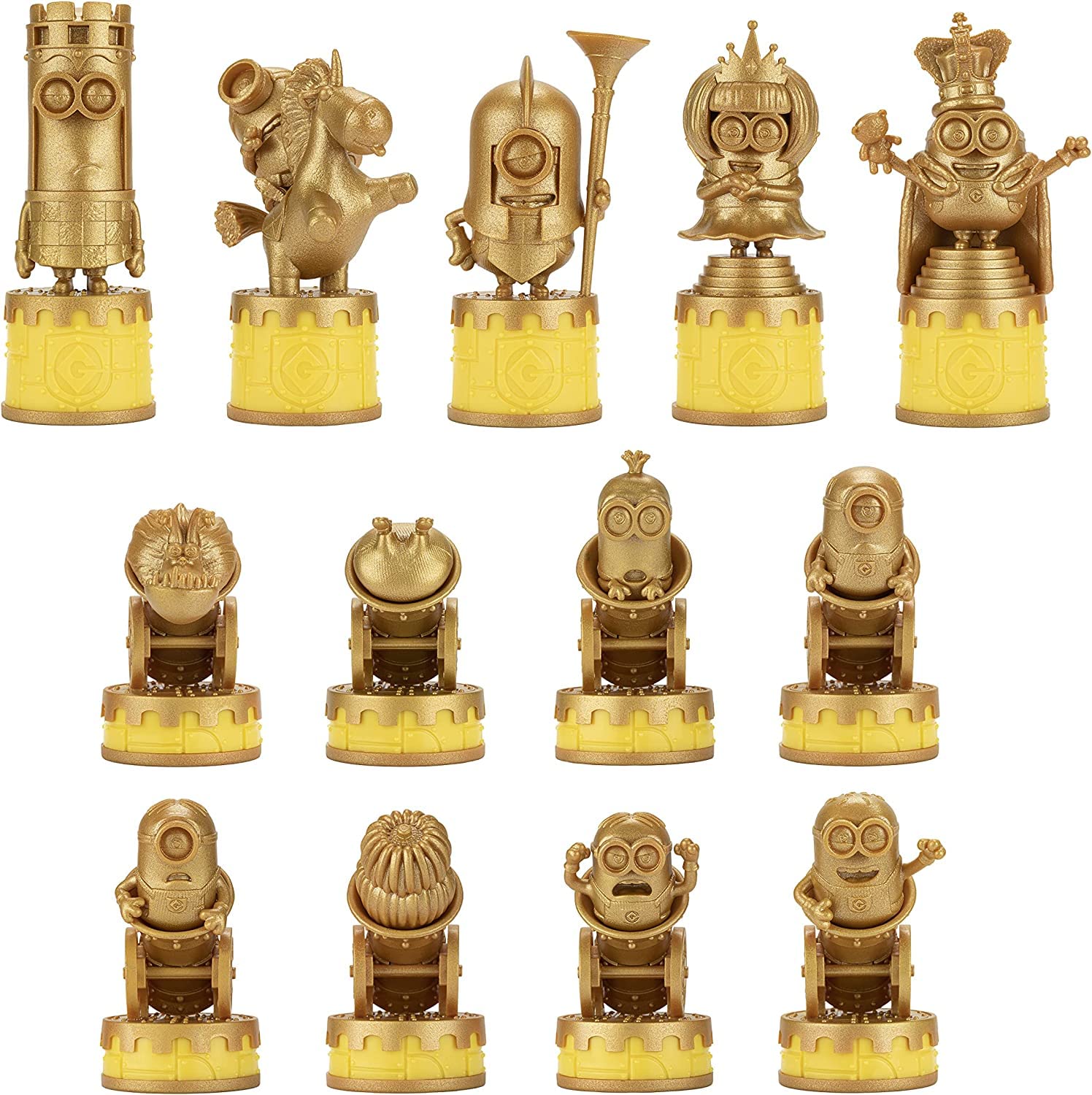 The Noble Collection Minions Chess Set King Bob piece stands out for dramatic play.