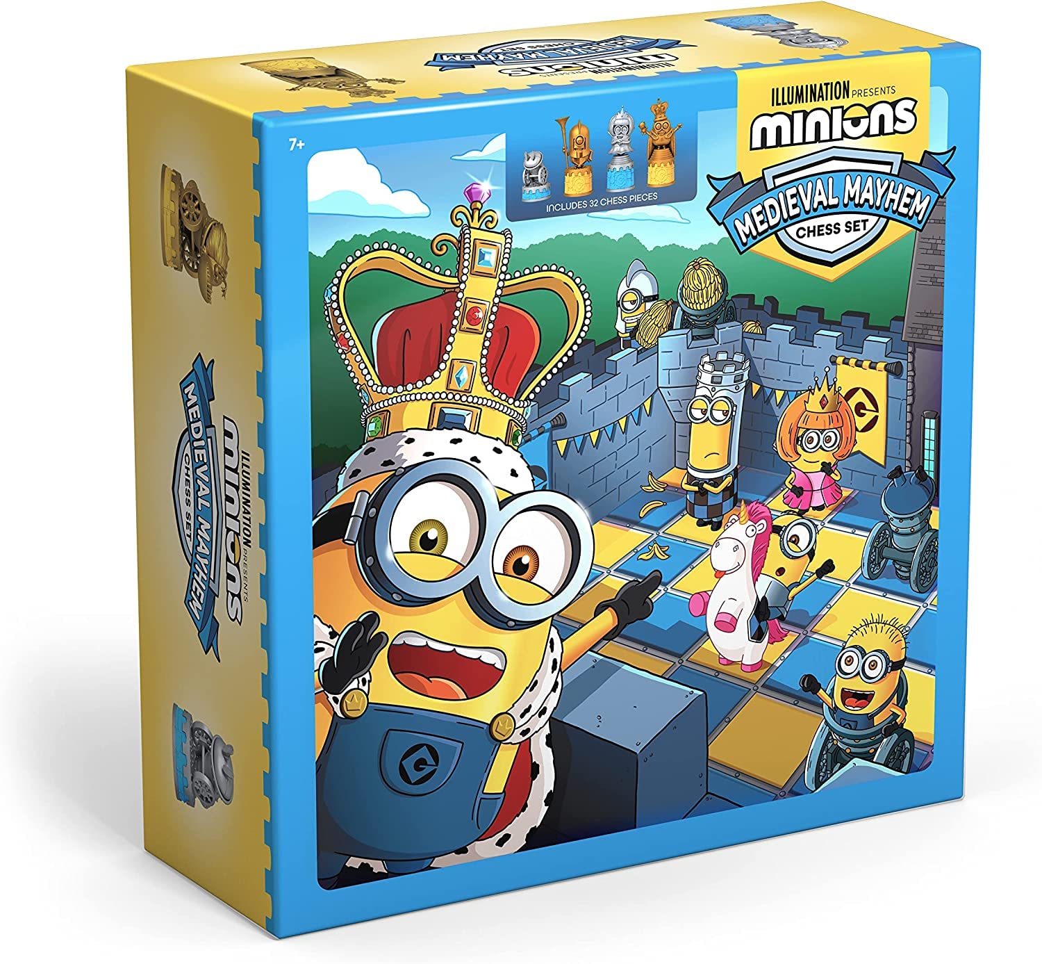 The Noble Collection Minions chess set oversized pieces rise up to 3.75 inches.