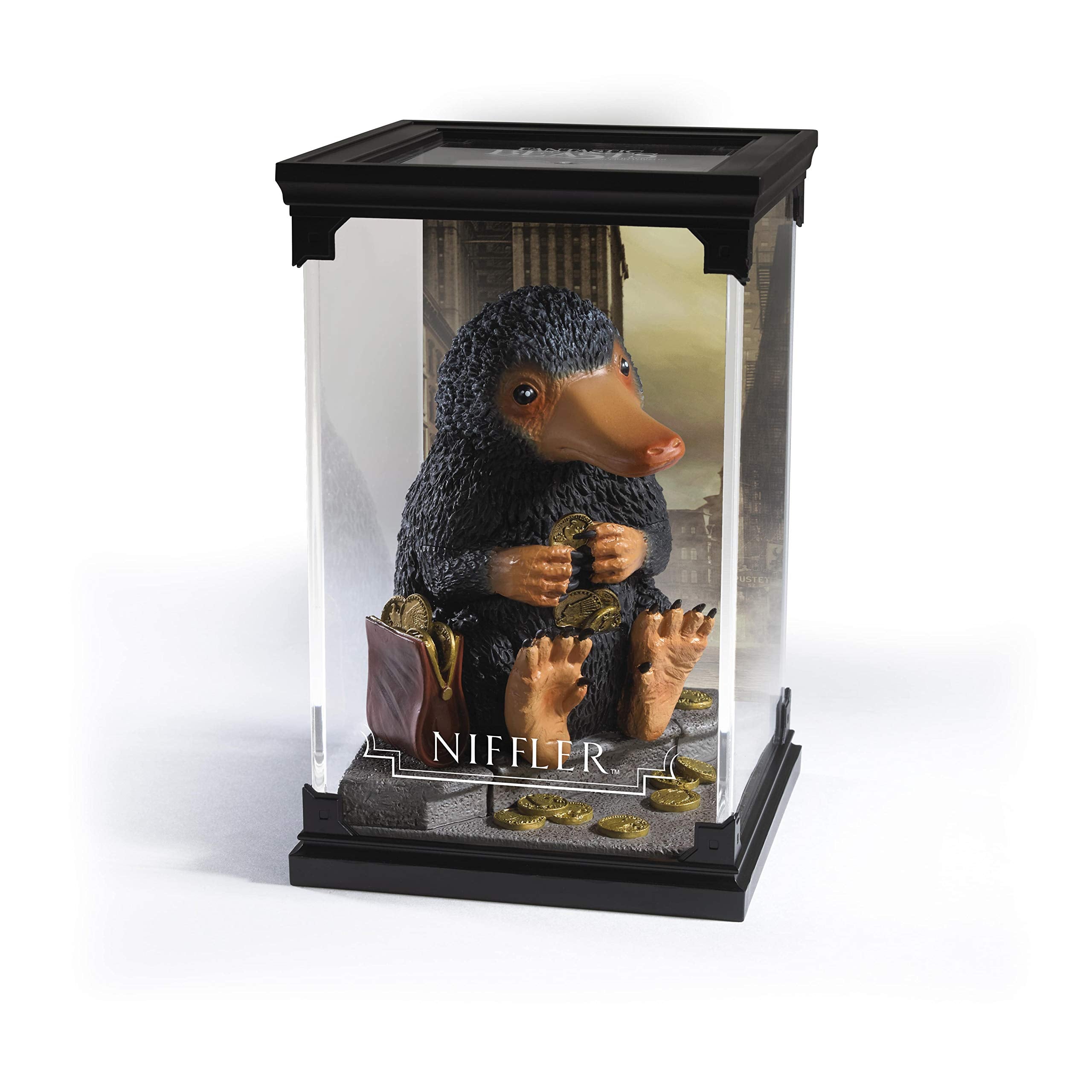 The Noble Collection Niffler No.1 packaging highlights the magical creatures collection.
