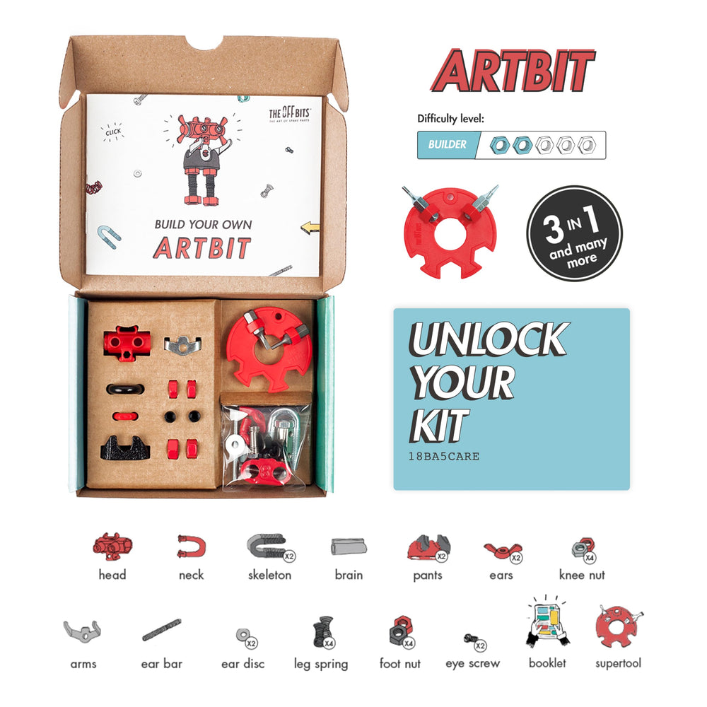A child explores ArtBit while enjoying a creative robot-building session.