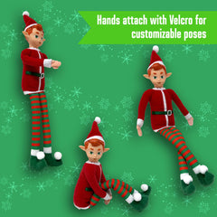 The Original Elf decor on mantels enhances holiday ambiance with flexible limbs.