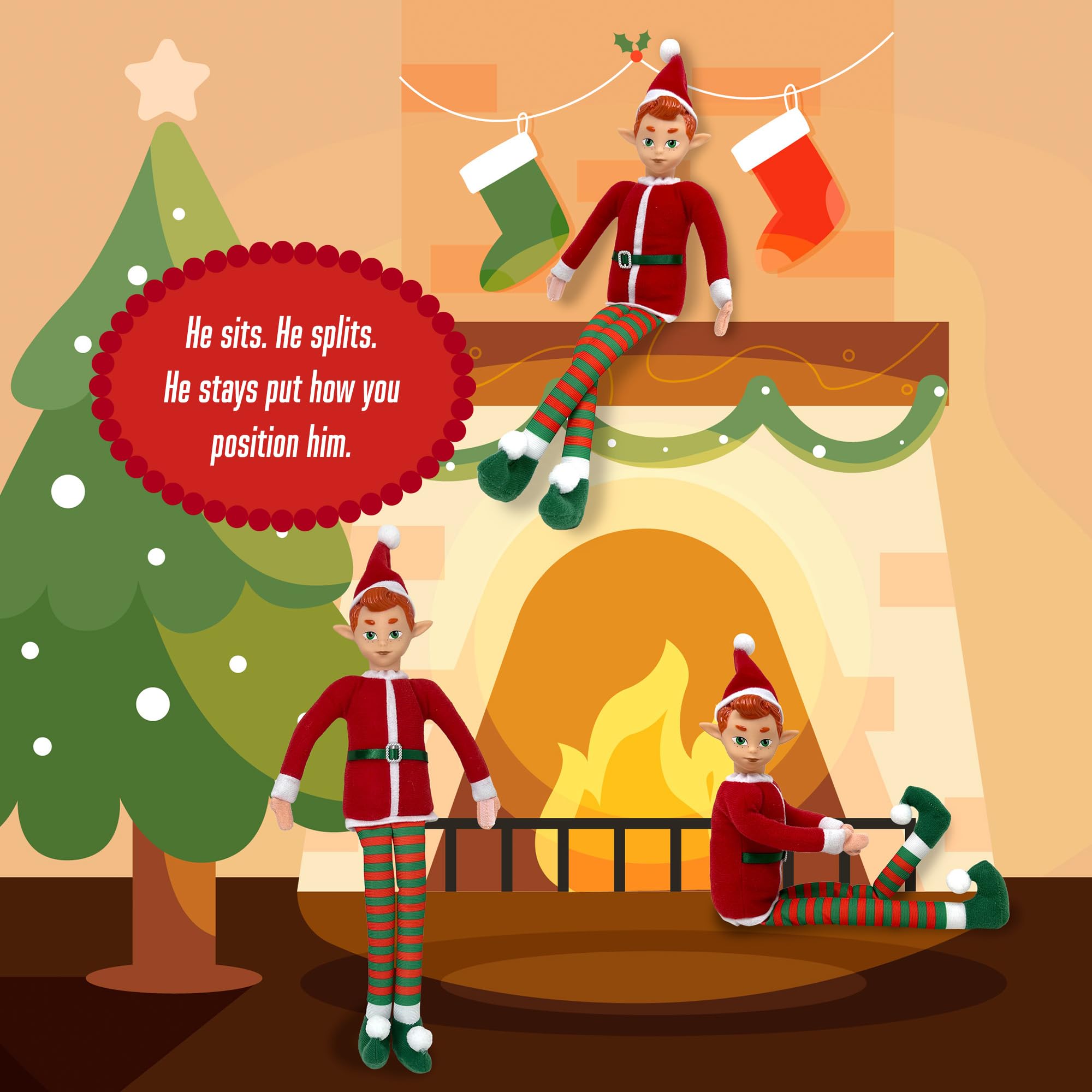 The Original Elf poseable figure invites versatile holiday displays.